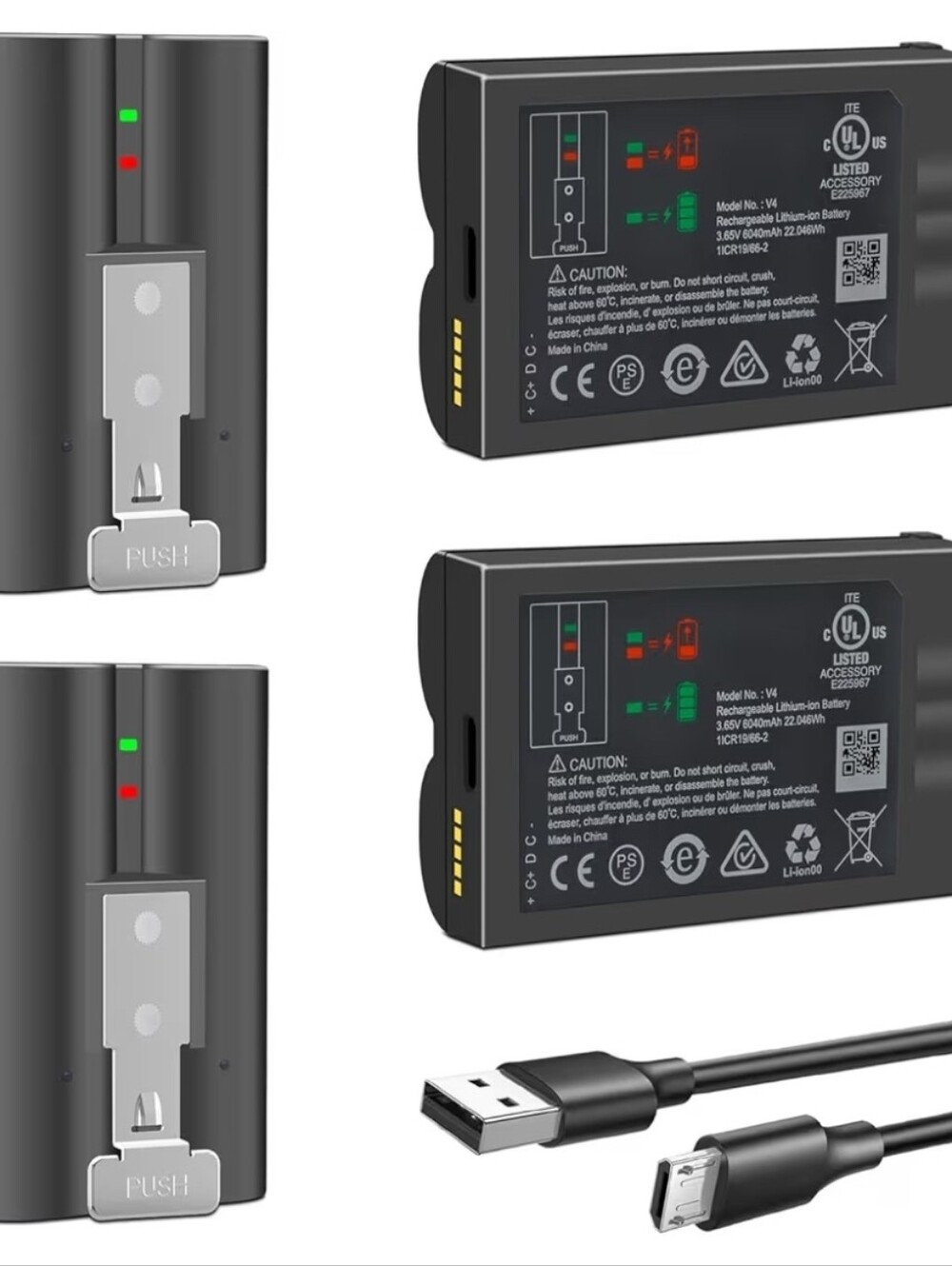 4-Pack 6040mAh V4 for Ring Battery, Compatible with Ring-Doorbell-Camera 2/3/4/3